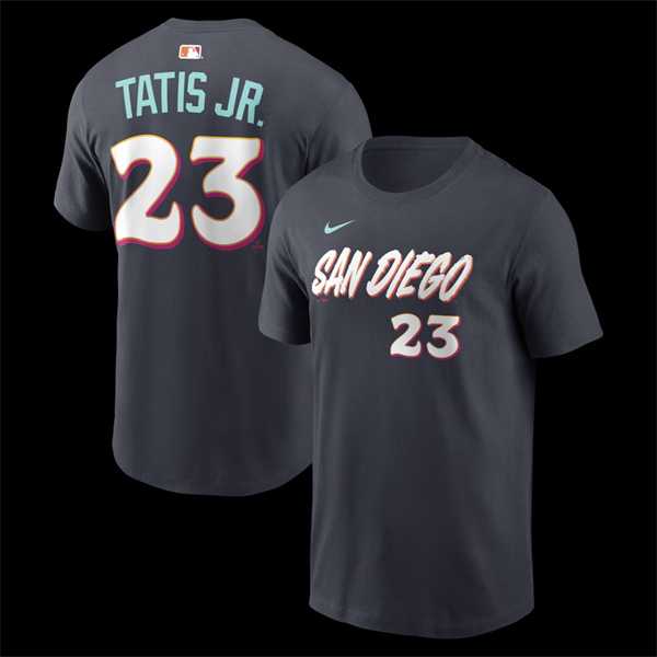 Men's San Diego Padres #23 Fernando Tatis Jr. Obsidian 2026 City Connect T-Shirt,We sell and wholesale Men's San Diego Padres #23 Fernando Tatis Jr. Obsidian 2026 City Connect T-Shirt on line form chian!