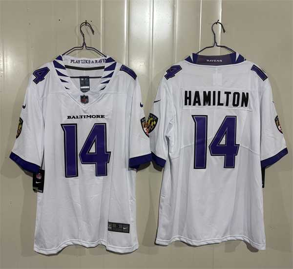 Men's Baltimore Ravens #14 Kyle Hamilton White 2026 Alternate Vapor Limited Stitched Jersey,We sell and wholesale Men's Baltimore Ravens #14 Kyle Hamilton White 2026 Alternate Vapor Limited Stitched Jersey on line form chian!