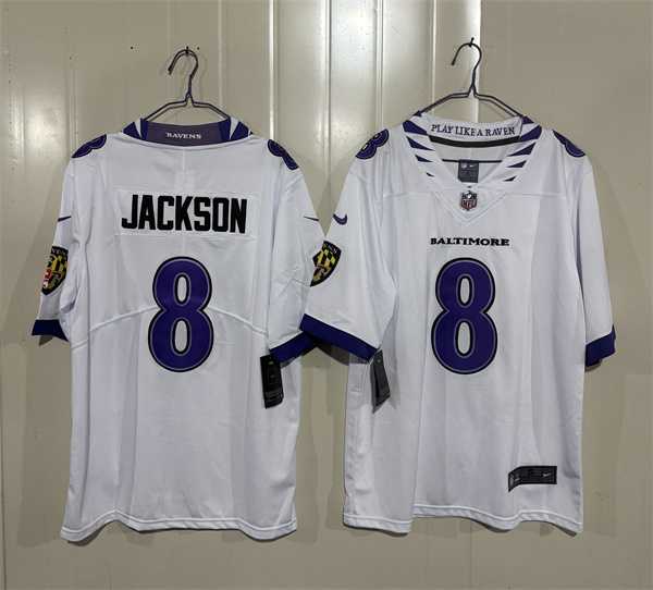 Men's Baltimore Ravens #8 Lamar Jackson White 2026 Alternate Vapor Limited Stitched Jersey,We sell and wholesale Men's Baltimore Ravens #8 Lamar Jackson White 2026 Alternate Vapor Limited Stitched Jersey on line form chian!