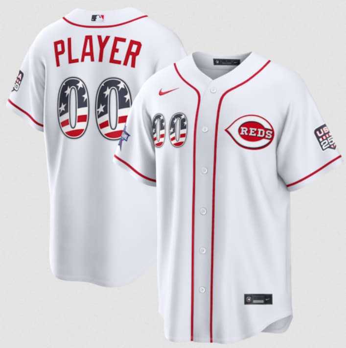 Men's Cincinnati Reds Active Player Custom White 2026 All-Star Edition Stars & Stripes & USA 250 Fourth of July Home Stadium Stitched Baseball Jersey,We sell and wholesale Men's Cincinnati Reds Active Player Custom White 2026 All-Star Edition Stars & Stripes & USA 250 Fourth of July Home Stadium Stitched Baseball Jersey on line form chian!