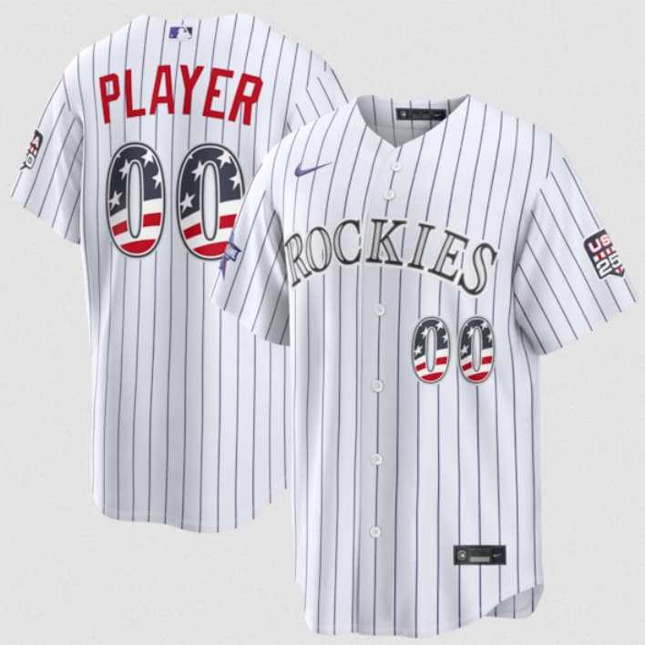 Men's Colorado Rockies Active Player Custom White 2026 All-Star Edition Stars & Stripes & USA 250 Fourth of July Home Stadium Stitched Baseball Jersey,We sell and wholesale Men's Colorado Rockies Active Player Custom White 2026 All-Star Edition Stars & Stripes & USA 250 Fourth of July Home Stadium Stitched Baseball Jersey on line form chian!