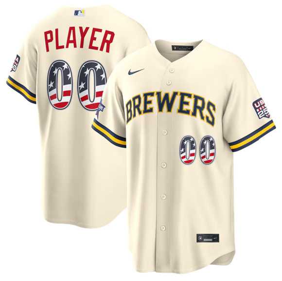 Men's Milwaukee Brewers ACTIVE PLAYER Custom Cream 2026 All-Star Edition Stars & Stripes USA 250 Patch Stitched Jersey,We sell and wholesale Men's Milwaukee Brewers ACTIVE PLAYER Custom Cream 2026 All-Star Edition Stars & Stripes USA 250 Patch Stitched Jersey on line form chian!