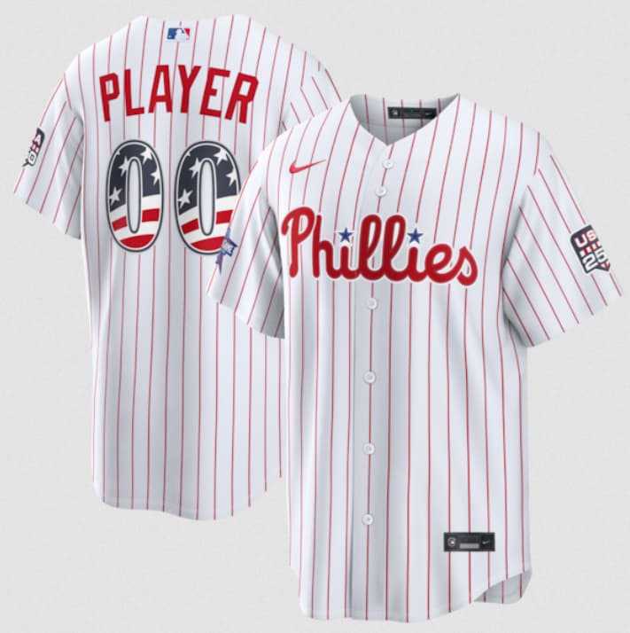 Men's Philadelphia Phillies Active Player Custom White 2026 All-Star Edition Stars & Stripes & USA 250 Fourth of July Home Stadium Stitched Baseball Jersey,We sell and wholesale Men's Philadelphia Phillies Active Player Custom White 2026 All-Star Edition Stars & Stripes & USA 250 Fourth of July Home Stadium Stitched Baseball Jersey on line form chian!