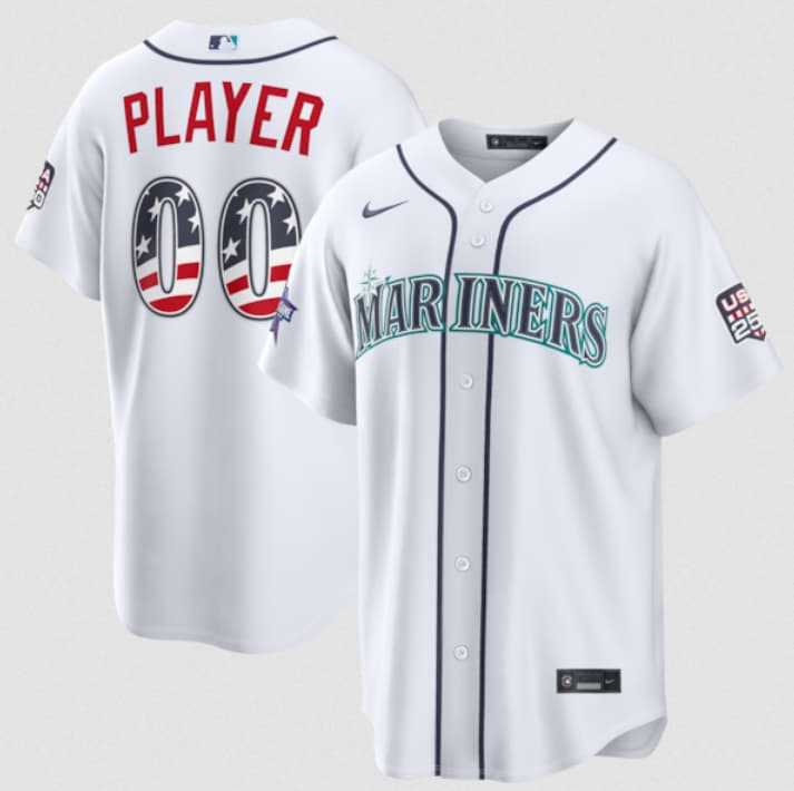 Men's Seattle Mariners Active Player Custom White 2026 All-Star Edition Stars & Stripes & USA 250 Fourth of July Home Stadium Stitched Baseball Jersey,We sell and wholesale Men's Seattle Mariners Active Player Custom White 2026 All-Star Edition Stars & Stripes & USA 250 Fourth of July Home Stadium Stitched Baseball Jersey on line form chian!