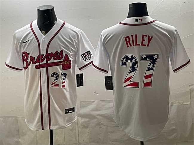 Men's Atlanta Braves #27 Austin Riley White USA 250 Fourth of July Home Stadium Stitched Baseball Jersey Dzhi,We sell and wholesale Men's Atlanta Braves #27 Austin Riley White USA 250 Fourth of July Home Stadium Stitched Baseball Jersey Dzhi on line form chian!