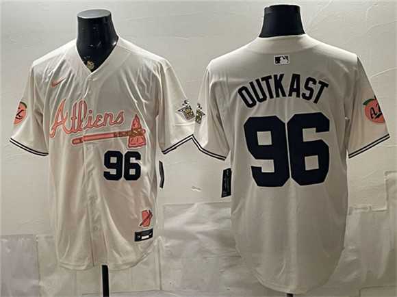 Men's Atlanta Braves #96 OutKast Cream 2024 Atliens & Peach With Outkast Patch Vapor Limited Stitched Jersey Dzhi,We sell and wholesale Men's Atlanta Braves #96 OutKast Cream 2024 Atliens & Peach With Outkast Patch Vapor Limited Stitched Jersey Dzhi on line form chian!