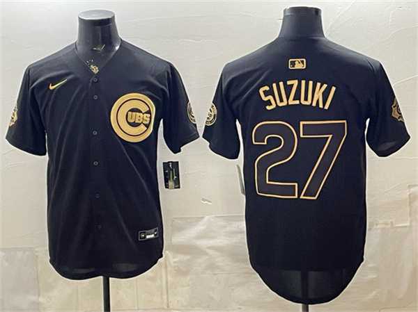 Men's Chicago Cubs #27 Seiya Suzuki Black Gold 150th Anniversary Patch Stitched Jersey Dzhi,We sell and wholesale Men's Chicago Cubs #27 Seiya Suzuki Black Gold 150th Anniversary Patch Stitched Jersey Dzhi on line form chian!