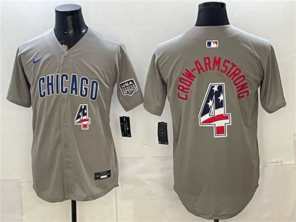 Men's Chicago Cubs #4 Pete Crow-Armstrong Gray 2026 USA 250 Fourth of July Stitched Jersey Dzhi,We sell and wholesale Men's Chicago Cubs #4 Pete Crow-Armstrong Gray 2026 USA 250 Fourth of July Stitched Jersey Dzhi on line form chian!