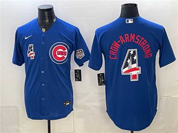 Men's Chicago Cubs #4 Pete Crow-Armstrong Royal 2026 USA 250 Fourth of July Stitched Jersey Dzhi,We sell and wholesale Men's Chicago Cubs #4 Pete Crow-Armstrong Royal 2026 USA 250 Fourth of July Stitched Jersey Dzhi on line form chian!