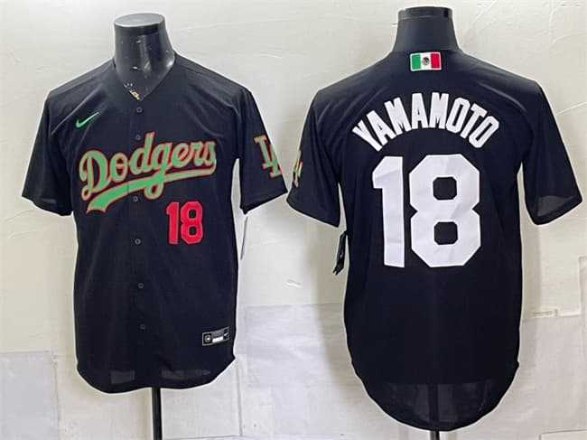 Men's Los Angeles Dodgers #18 Yoshinobu Yamamoto Black Mexico Limited Stitched Jersey Dzhi,We sell and wholesale Men's Los Angeles Dodgers #18 Yoshinobu Yamamoto Black Mexico Limited Stitched Jersey Dzhi on line form chian!