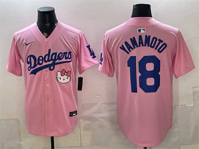Men's Los Angeles Dodgers #18 Yoshinobu Yamamoto Pink 2025 Hello Kitty Vapor Limited Stitched Jersey,We sell and wholesale Men's Los Angeles Dodgers #18 Yoshinobu Yamamoto Pink 2025 Hello Kitty Vapor Limited Stitched Jersey on line form chian!