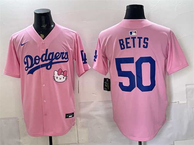 Men's Los Angeles Dodgers #50 Mookie Betts Pink 2025 Hello Kitty Vapor Limited Stitched Jersey,We sell and wholesale Men's Los Angeles Dodgers #50 Mookie Betts Pink 2025 Hello Kitty Vapor Limited Stitched Jersey on line form chian!
