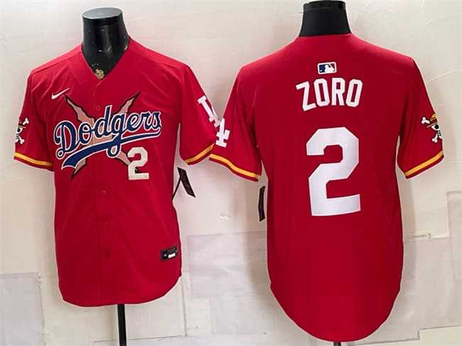 Men's Los Angeles Dodgers x One Piece #2 Zoro Red Vapor Premier Limited Stitched Jersey,We sell and wholesale Men's Los Angeles Dodgers x One Piece #2 Zoro Red Vapor Premier Limited Stitched Jersey on line form chian!