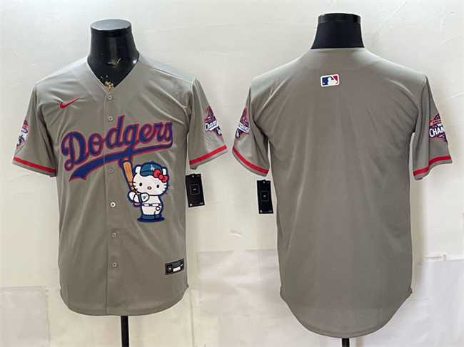Men's Los Angeles Dodgers Blank Grey Hello Kitty Night 2025 World Series Champions Patch Stitched Jersey,We sell and wholesale Men's Los Angeles Dodgers Blank Grey Hello Kitty Night 2025 World Series Champions Patch Stitched Jersey on line form chian!