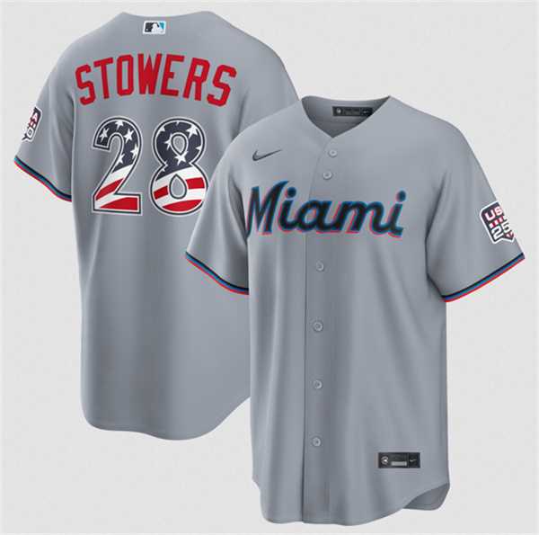 Men's Miami Marlins #28 Kyle Stowers Gray USA 250 Fourth of July Home Stitched Jersey Dzhi,We sell and wholesale Men's Miami Marlins #28 Kyle Stowers Gray USA 250 Fourth of July Home Stitched Jersey Dzhi on line form chian!