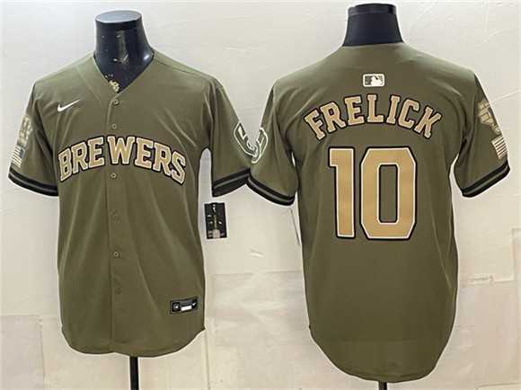 Men's Milwaukee Brewers #10 Sal Frelick Olive 2026 Armed Forces Day Stitched Jersey Dzhi,We sell and wholesale Men's Milwaukee Brewers #10 Sal Frelick Olive 2026 Armed Forces Day Stitched Jersey Dzhi on line form chian!