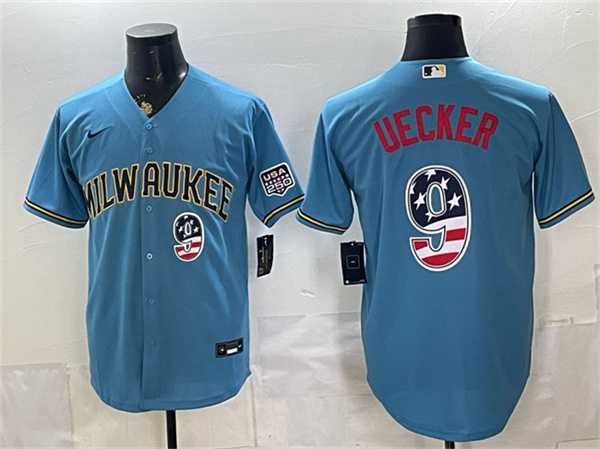 Men's Milwaukee Brewers #9 Bob Uecker Blue 2026 USA 250 Fourth of July Home Stadium Stitched Jersey Dzhi,We sell and wholesale Men's Milwaukee Brewers #9 Bob Uecker Blue 2026 USA 250 Fourth of July Home Stadium Stitched Jersey Dzhi on line form chian!