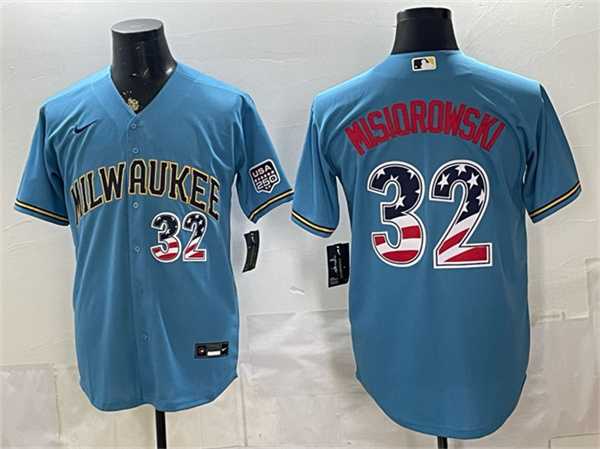 Men's Milwaukee Brewers #32 Jacob Misiorowski Blue 2026 USA 250 Fourth of July Home Stadium Stitched Jersey Dzhi,We sell and wholesale Men's Milwaukee Brewers #32 Jacob Misiorowski Blue 2026 USA 250 Fourth of July Home Stadium Stitched Jersey Dzhi on line form chian!