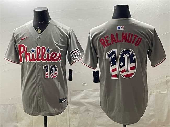 Men's Philadelphia Phillies #10 J.T. Realmuto Gray USA 250 Fourth of July Home Stitched Jersey1 Dzhi,We sell and wholesale Men's Philadelphia Phillies #10 J.T. Realmuto Gray USA 250 Fourth of July Home Stitched Jersey1 Dzhi on line form chian!