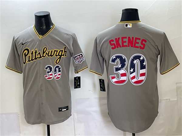 Men's Pittsburgh Pirates #30 Paul Skenes Gray USA 250 Fourth of July Stitched Jersey Dzhi,We sell and wholesale Men's Pittsburgh Pirates #30 Paul Skenes Gray USA 250 Fourth of July Stitched Jersey Dzhi on line form chian!
