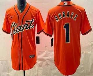 Men's San Francisco Giants #1 Luis Arraez Orange Cool Base Stitched Jersey,We sell and wholesale Men's San Francisco Giants #1 Luis Arraez Orange Cool Base Stitched Jersey on line form chian!