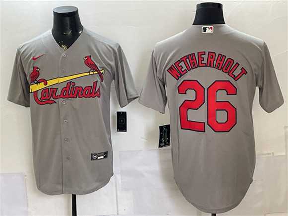 Men's St. Louis Cardinals #26 JJ Wetherholt Gray Cool Base Stitched Jersey,We sell and wholesale Men's St. Louis Cardinals #26 JJ Wetherholt Gray Cool Base Stitched Jersey on line form chian!