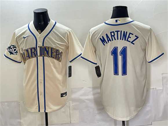 Men's Seattle Mariners #11 Edgar Martinez Cream 50th Anniversary Patch Stitched Jersey,We sell and wholesale Men's Seattle Mariners #11 Edgar Martinez Cream 50th Anniversary Patch Stitched Jersey on line form chian!