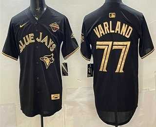 Men's Toronto Blue Jays #77 Louis Varland Black Gold 2025 American League Champions Limited Jersey Dzhi,We sell and wholesale Men's Toronto Blue Jays #77 Louis Varland Black Gold 2025 American League Champions Limited Jersey Dzhi on line form chian!