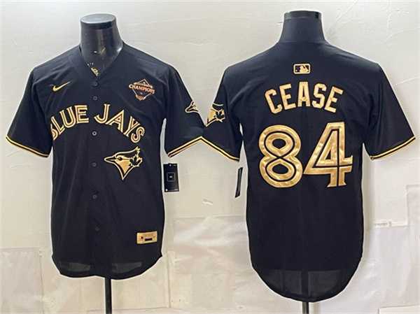 Men's Toronto Blue Jays #84 Dylan Cease Black Gold 2025 American League Champions Limited Stitched Jersey Dzhi,We sell and wholesale Men's Toronto Blue Jays #84 Dylan Cease Black Gold 2025 American League Champions Limited Stitched Jersey Dzhi on line form chian!