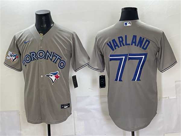 Men's Toronto Blue Jays #77 Louis Varland Gray 50 Seasons Patch Stitched Jersey,We sell and wholesale Men's Toronto Blue Jays #77 Louis Varland Gray 50 Seasons Patch Stitched Jersey on line form chian!