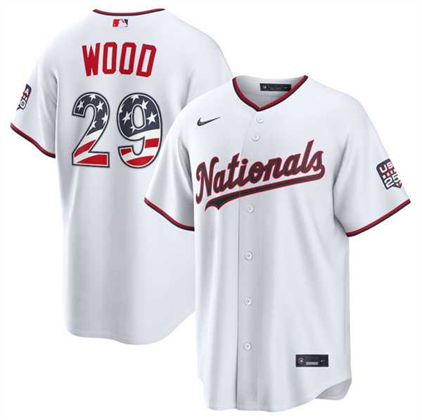 Men's Washington Nationals #29 James Wood White USA 250 Fourth of July Home Stitched Jersey Dzhi,We sell and wholesale Men's Washington Nationals #29 James Wood White USA 250 Fourth of July Home Stitched Jersey Dzhi on line form chian!