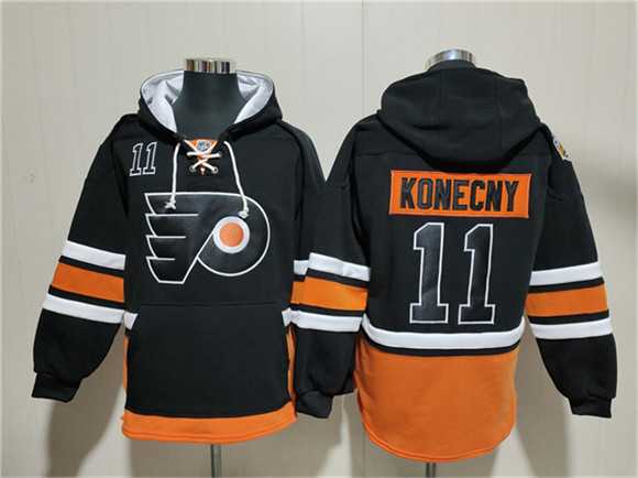 Men's Philadelphia Flyers #11 Travis Konecny Black Ageless Must-Have Lace-Up Pullover Hoodie,We sell and wholesale Men's Philadelphia Flyers #11 Travis Konecny Black Ageless Must-Have Lace-Up Pullover Hoodie on line form chian!