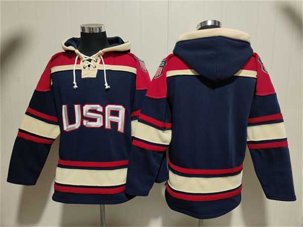 Men's Team USA Navy Ageless Must-Have Lace-Up Pullover Hoodie,We sell and wholesale Men's Team USA Navy Ageless Must-Have Lace-Up Pullover Hoodie on line form chian!