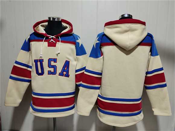 Men's Team USA Blank Cream Ageless Must-Have Lace-Up Pullover Hoodie,We sell and wholesale Men's Team USA Blank Cream Ageless Must-Have Lace-Up Pullover Hoodie on line form chian!