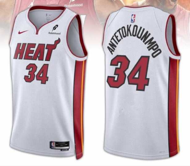 Men's Miami Heat #34 Giannis Antetokounmpo White 2025 Association Edition Swingman Stitched Basketball Jersey Dzhi,We sell and wholesale Men's Miami Heat #34 Giannis Antetokounmpo White 2025 Association Edition Swingman Stitched Basketball Jersey Dzhi on line form chian!