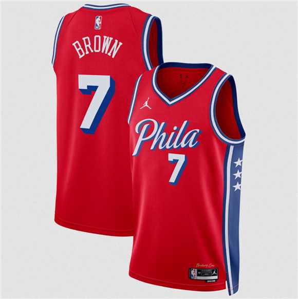 Men's Philadelphia 76ers #7 Jaylen Brown Red 2026 Statement Edition Stitched Jersey Dzhi,We sell and wholesale Men's Philadelphia 76ers #7 Jaylen Brown Red 2026 Statement Edition Stitched Jersey Dzhi on line form chian!