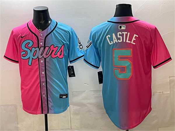 Men's San Antonio Spurs #5 Stephon Castle Pink Blue Limited Stitched Jersey Dzhi,We sell and wholesale Men's San Antonio Spurs #5 Stephon Castle Pink Blue Limited Stitched Jersey Dzhi on line form chian!