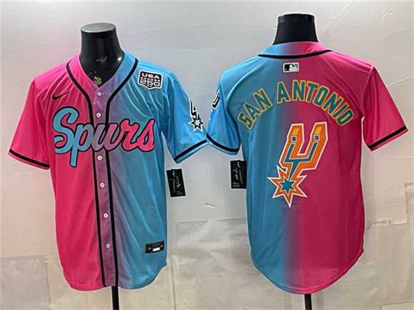 Men's San Antonio Spurs Team Big Logo Pink Blue USA 250' Patch Stitched Jersey Dzhi,We sell and wholesale Men's San Antonio Spurs Team Big Logo Pink Blue USA 250' Patch Stitched Jersey Dzhi on line form chian!