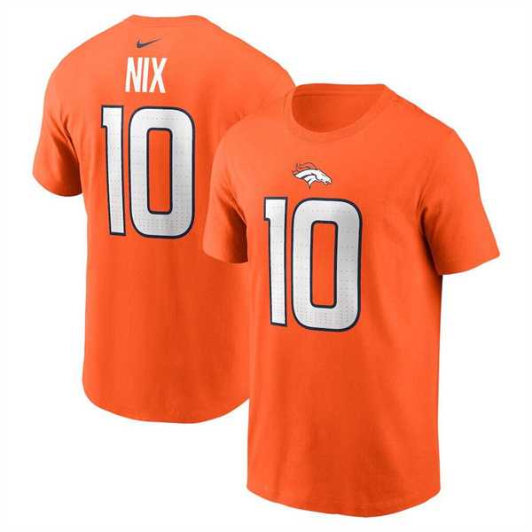 Men's Denver Broncos #10 Bo Nix Orange Name & Number T-Shirt,We sell and wholesale Men's Denver Broncos #10 Bo Nix Orange Name & Number T-Shirt on line form chian!