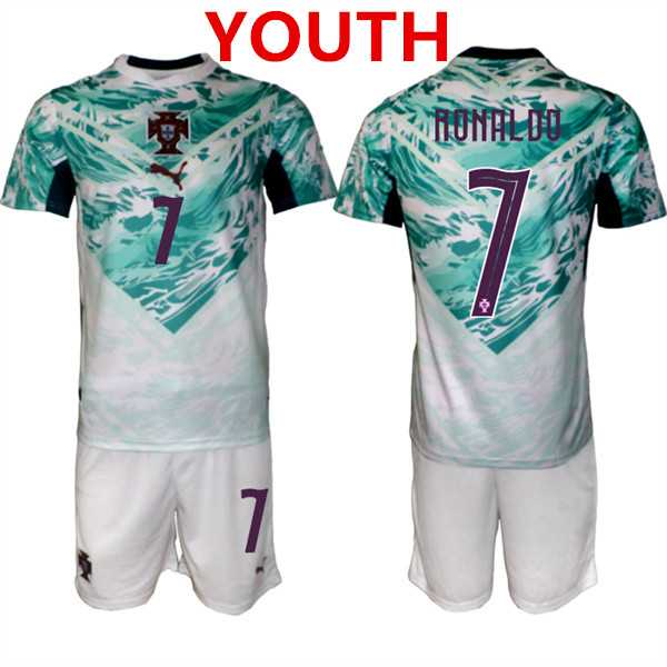 Youth Portugal Team #7 Cristiano Ronaldo Green 2026 World Cup Away Soccer Jersey Suit,We sell and wholesale Youth Portugal Team #7 Cristiano Ronaldo Green 2026 World Cup Away Soccer Jersey Suit on line form chian!