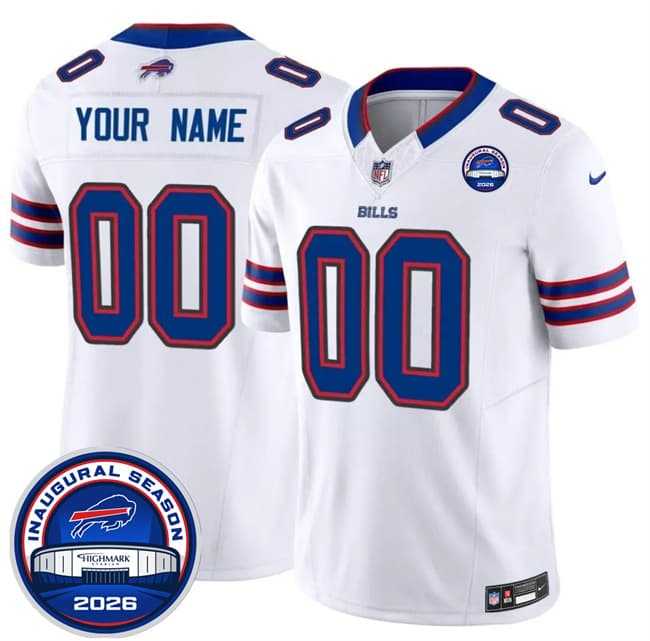 Men's Buffalo Bills Active Player Custom White F.U.S.E. 2026 Inaugural Season at Highmark Stadium Patch Stitched Jersey,We sell and wholesale Men's Buffalo Bills Active Player Custom White F.U.S.E. 2026 Inaugural Season at Highmark Stadium Patch Stitched Jersey on line form chian!