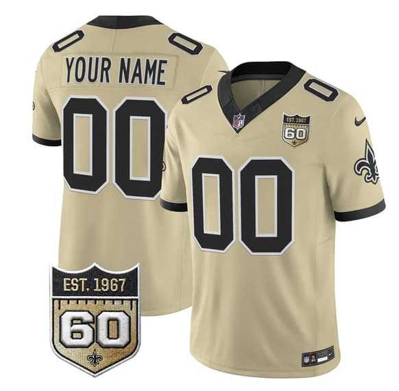 Men's New Orleans Saints Active Player Custom Gold F.U.S.E. 60th Anniversary Patch Vapor Limited Stitched Jersey,We sell and wholesale Men's New Orleans Saints Active Player Custom Gold F.U.S.E. 60th Anniversary Patch Vapor Limited Stitched Jersey on line form chian!