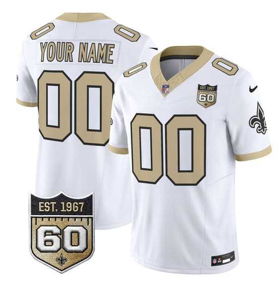 Men's New Orleans Saints Active Player Custom White F.U.S.E. 60th Anniversary Patch Vapor Limited Stitched Jersey,We sell and wholesale Men's New Orleans Saints Active Player Custom White F.U.S.E. 60th Anniversary Patch Vapor Limited Stitched Jersey on line form chian!