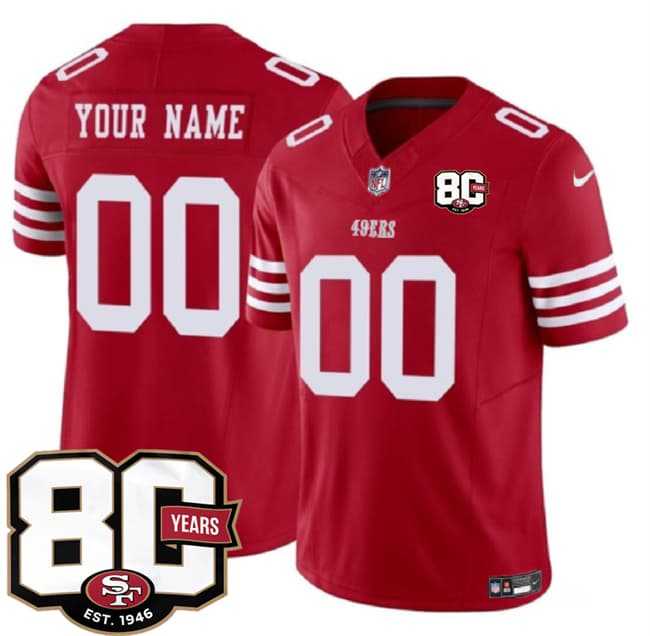 Men's San Francisco 49ers Active Player Custom Red 80th Anniversary Patch 2026 F.U.S.E. Vapor Untouchable Limited Stitched Jersey,We sell and wholesale Men's San Francisco 49ers Active Player Custom Red 80th Anniversary Patch 2026 F.U.S.E. Vapor Untouchable Limited Stitched Jersey on line form chian!