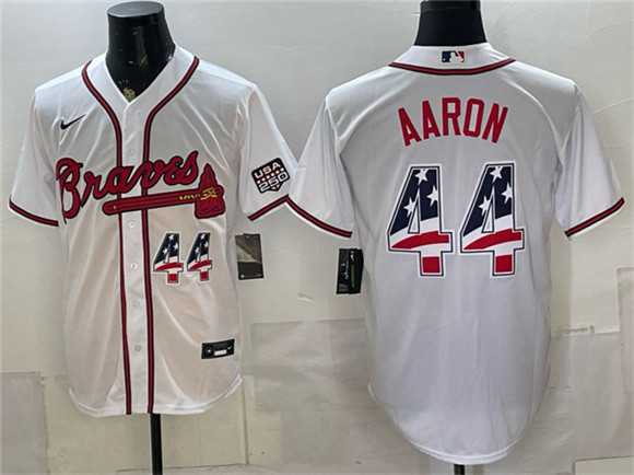 Men's Atlanta Braves #44 Hank Aaron White USA 250 Fourth of July Home Stadium Stitched Jersey Dzhi,We sell and wholesale Men's Atlanta Braves #44 Hank Aaron White USA 250 Fourth of July Home Stadium Stitched Jersey Dzhi on line form chian!