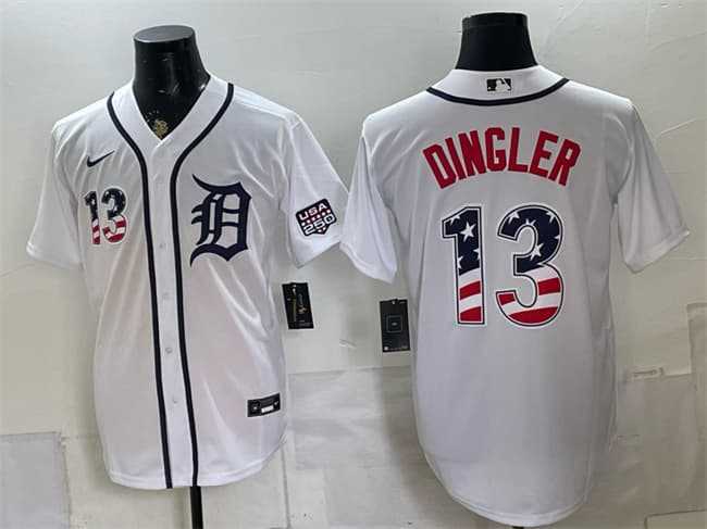 Men's Detroit Tigers #13 Dillon Dingler White 2026 USA 250 Fourth of July Stitched Jersey Dzhi,We sell and wholesale Men's Detroit Tigers #13 Dillon Dingler White 2026 USA 250 Fourth of July Stitched Jersey Dzhi on line form chian!