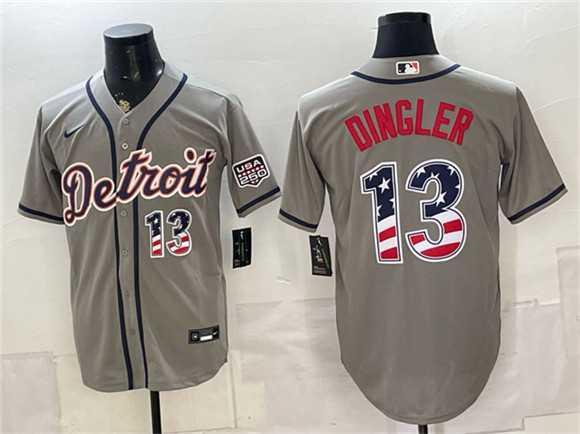 Men's Detroit Tigers #13 Dillon Dingler Gray 2026 USA 250 Fourth of July Stitched Jersey Dzhi,We sell and wholesale Men's Detroit Tigers #13 Dillon Dingler Gray 2026 USA 250 Fourth of July Stitched Jersey Dzhi on line form chian!