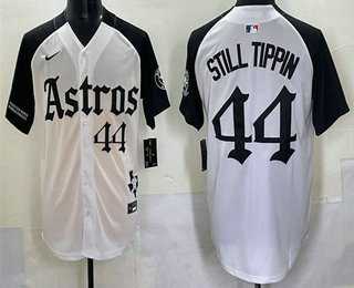 Men's Houston Astros #44 Still Tippin White Black Gothic Houston Born Barrio Raised Limited Stitched Jersey Dzhi,We sell and wholesale Men's Houston Astros #44 Still Tippin White Black Gothic Houston Born Barrio Raised Limited Stitched Jersey Dzhi on line form chian!