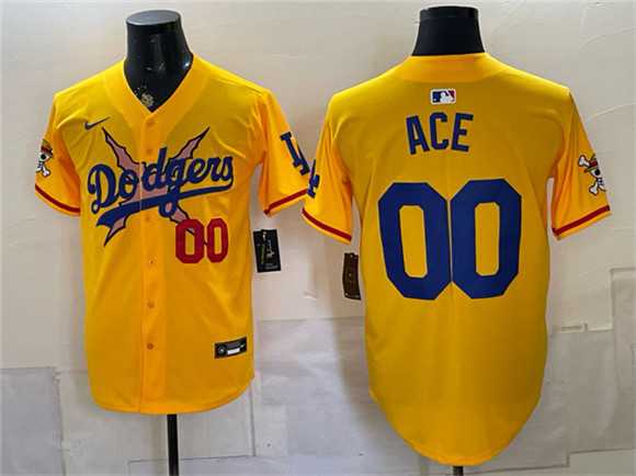 Men's Los Angeles Dodgers x One Piece #00 Ace Yellow Vapor Premier Limited Stitched Jersey Dzhi,We sell and wholesale Men's Los Angeles Dodgers x One Piece #00 Ace Yellow Vapor Premier Limited Stitched Jersey Dzhi on line form chian!