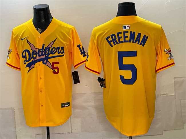Men's Los Angeles Dodgers x One Piece #5 Freddie Freeman Yellow Vapor Premier Limited Stitched Jersey Dzhi,We sell and wholesale Men's Los Angeles Dodgers x One Piece #5 Freddie Freeman Yellow Vapor Premier Limited Stitched Jersey Dzhi on line form chian!